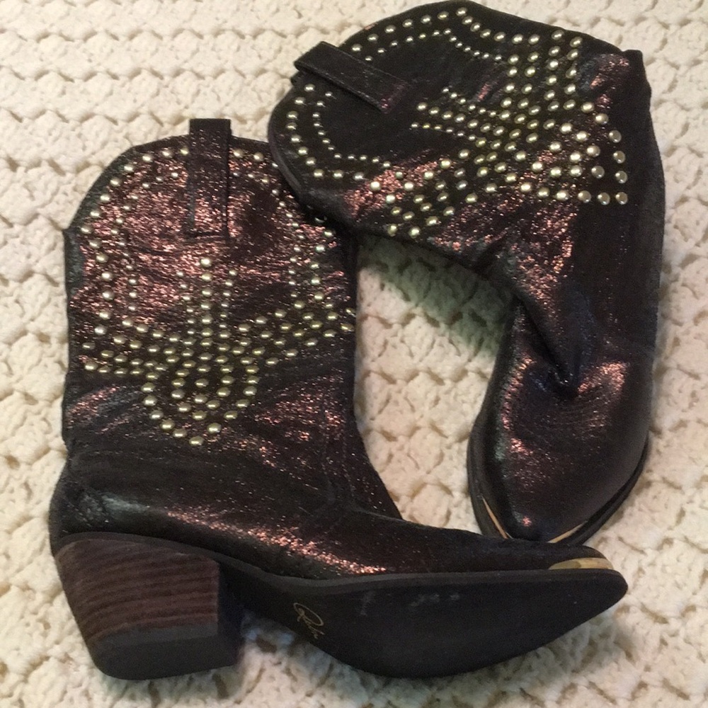 Reba Black and Gold Heeled Boots